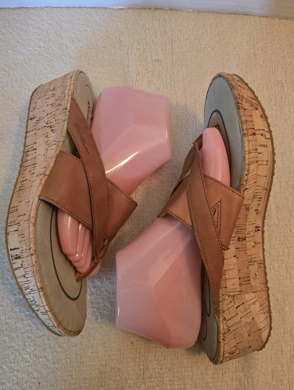 Eddie Bauer Tan Leather Wedge Sandals size 11
